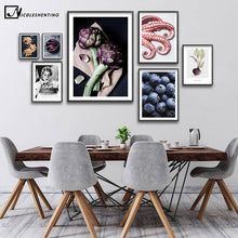 Load image into Gallery viewer, Food Poster and Print Octopus Artichoke Fruit vegetable Canvas