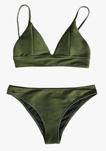 Laden Sie das Bild in den Galerie-Viewer.CUPSHE Army Green Solid Bikini Set Women Triangle