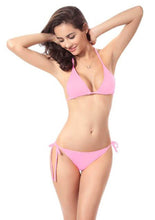 Load image into Gallery viewer, Women Sexy Two Piece Swimsuit Lace Up Solid Color Bikini Set