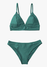 Laden Sie das Bild in den Galerie-Viewer.CUPSHE Army Green Solid Bikini Set Women Triangle