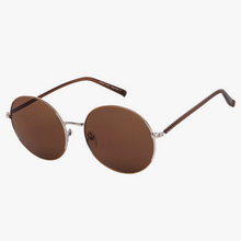 Load image into Gallery viewer, Gold Matte Grey Full Rim Round Sunglasses