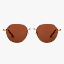 Load image into Gallery viewer, Gold Matte Grey Full Rim Round Sunglasses