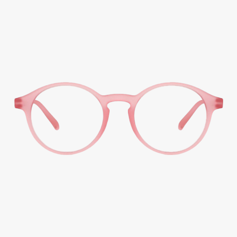 Blue Block Phone & Computer Glasses: Pink Transparent Full Rim Round