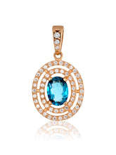 Laden Sie das Bild in den Galerie-Viewer.Gold pendant with topaz and diamonds
