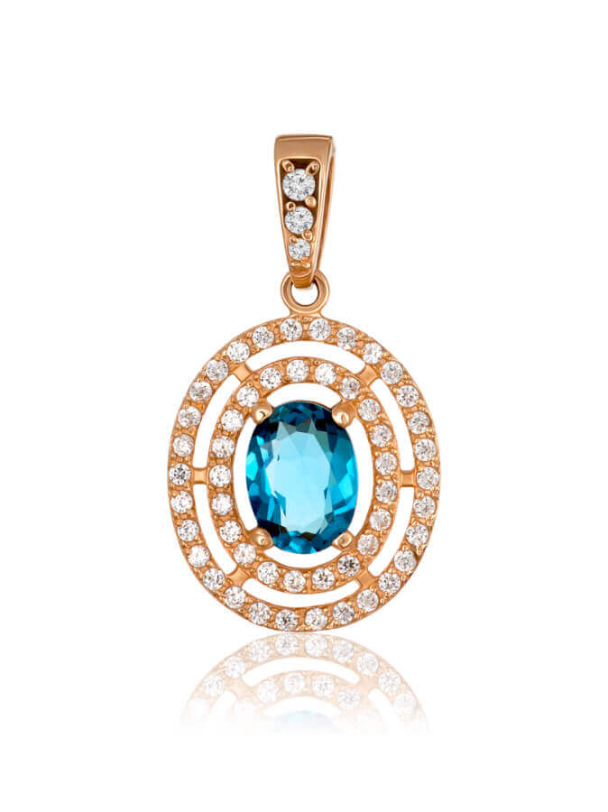 Gold pendant with topaz and diamonds