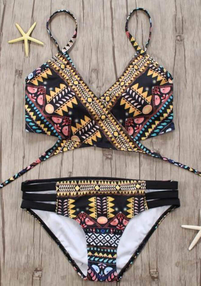 2018 Sexy Bandage Aztec Biquini String Strappy Swim Wear Bathing Suit Swimsuit Beachwear Swimwear Women Brazilian Bikini