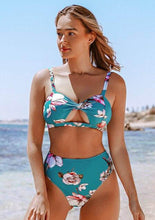 Load image into Gallery viewer, SEASELFIE Sexy Orange and Floral Twist High-wasit Bikini Sets Swimsuit Two Pieces Swimwear Women 2021 Summer Beach Bathing Suit
