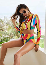 Load image into Gallery viewer, Sexy Bikini Push Up 3 Piece Swimsuit Women Fashion Long Sleeve Bikinis 2021 Mujer Plus Size Bikini Swimsuit Купальник 5xl 비키니

