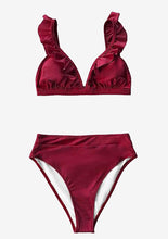 Load image into Gallery viewer, CUPSHE V-neck Ruffled High-waist Bikini Sets Swimsuit Women
