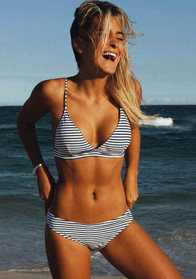 SEASELFIE Sexy Blue and White Stripe Triangle Bikini Sets Women Low-waist Swimsuit Two Pieces 2021 Beach Bathing Suits Swimwear