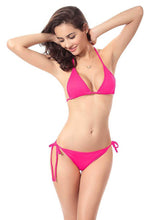 Load image into Gallery viewer, Women Sexy Two Piece Swimsuit Lace Up Solid Color Bikini Set
