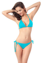 Load image into Gallery viewer, Women Sexy Two Piece Swimsuit Lace Up Solid Color Bikini Set
