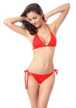 Load image into Gallery viewer, Women Sexy Two Piece Swimsuit Lace Up Solid Color Bikini Set

