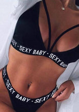Load image into Gallery viewer, Bikini Set Women's Sexy Sports Underwear Set Girl Sexy Bandage Corset Letter Push Up Bra+Thongs Panties Lingerie Summer Style
