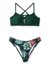 Load image into Gallery viewer, SEASELFIE Sexy Cutout Low-waist Bikini Sets Swimwear Women Swimsuits Bathing Suit 2021 Navy Floral Tank Bikinis Beachwear
